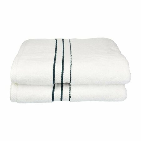 SUPERIOR 900GSM-H BTOWEL TL 900 Gsm Egyptian Cotton Bath Towel Set - White With Teal Border- 2 Pieces 900GSM(H) BTOWEL TL